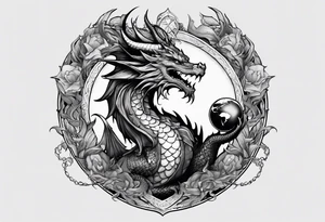 dragon of tyr holding orb tattoo idea