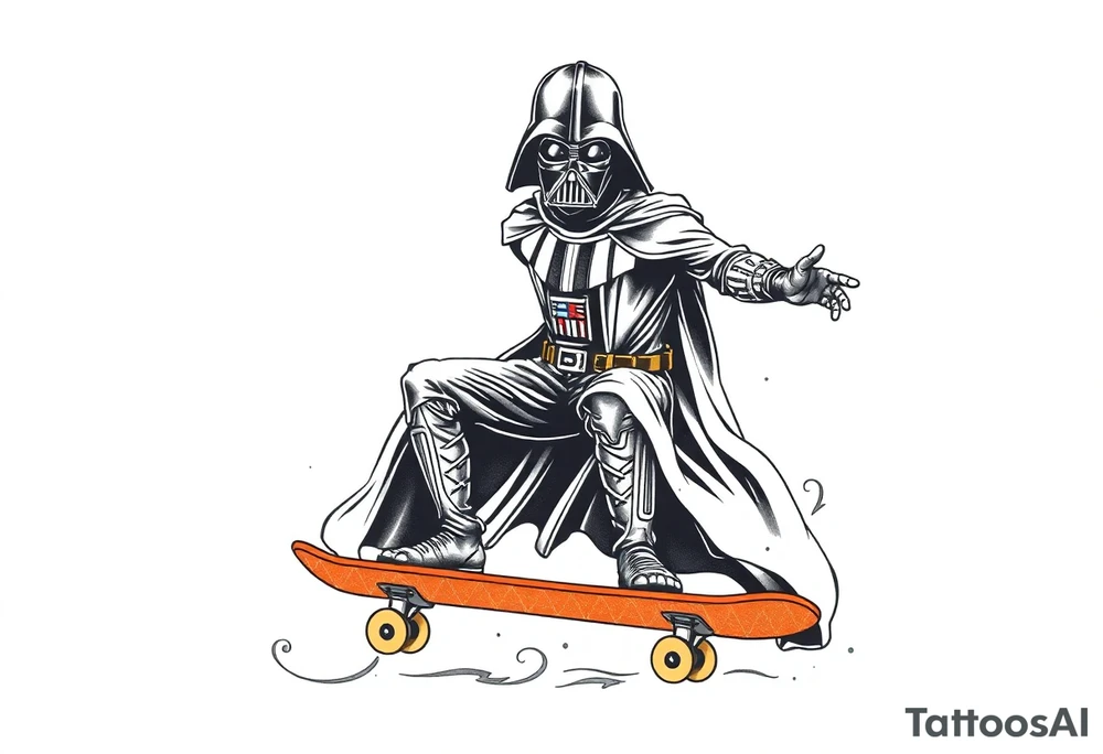 Skateboarding Darth Vader tattoo idea