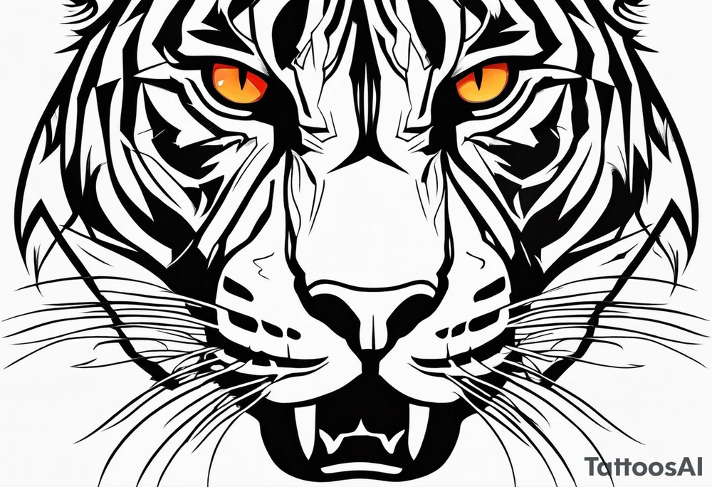 Angry panther facing slightly left with red-orange eyes tattoo idea