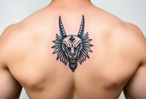 Angry muscle Egyptian Anubis god face tattoo idea