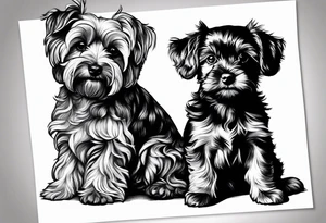 a black cockapoo and a yorkshire terrier sat next to each other tattoo idea