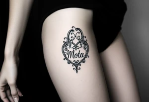 Heart shaped lock with the name Mota in it tattoo idea