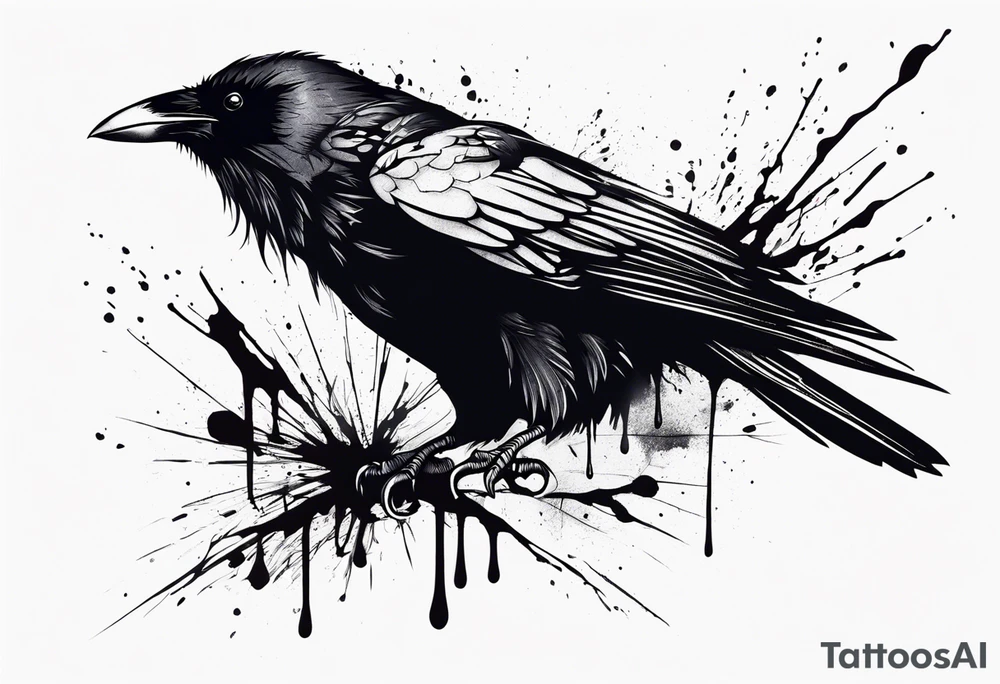 a black raven dripped in blood tattoo idea