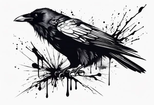 a black raven dripped in blood tattoo idea