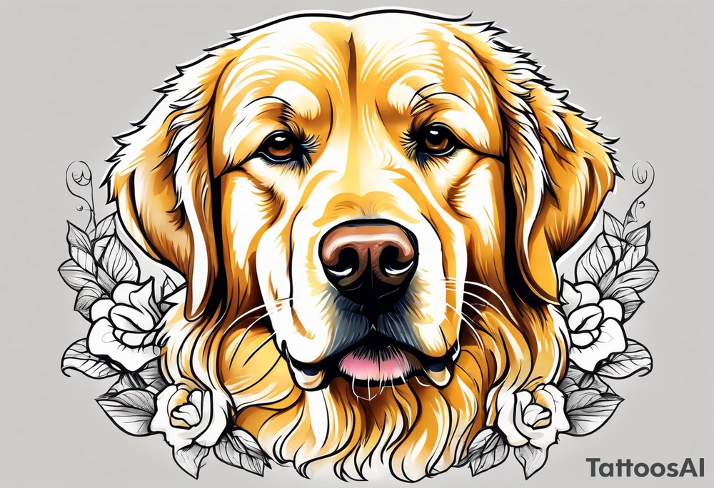 dark colored golden retriever with a light colored yellow lab tattoo idea