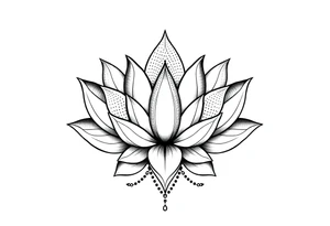 Lotus flower with dotwork chains tattoo idea