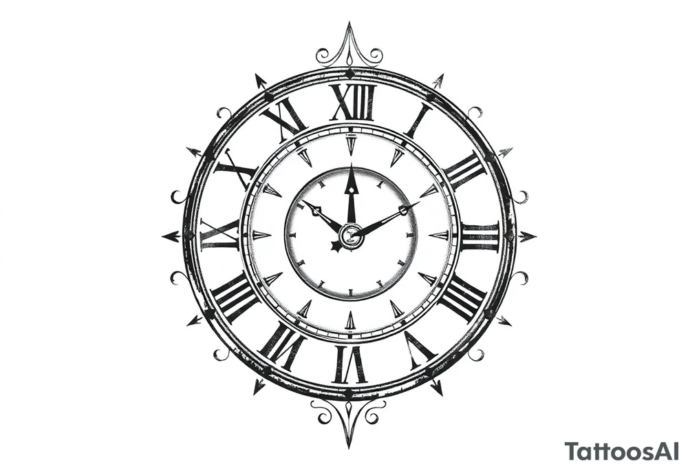 roman numerals with clock tattoo idea