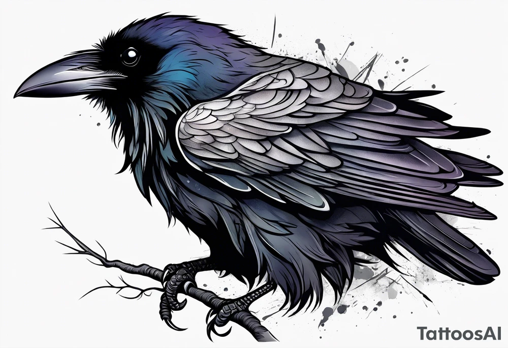 a raven alone with nothing behind it tattoo idea