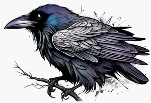 a raven alone with nothing behind it tattoo idea