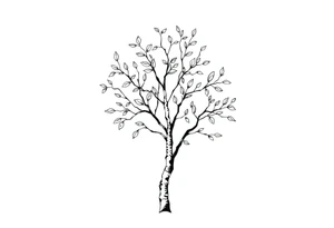 birch tree with leaves tattoo idea