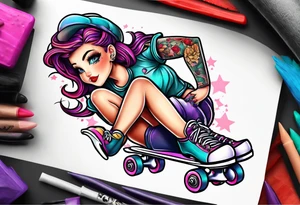 Roller skating girl tattoo idea