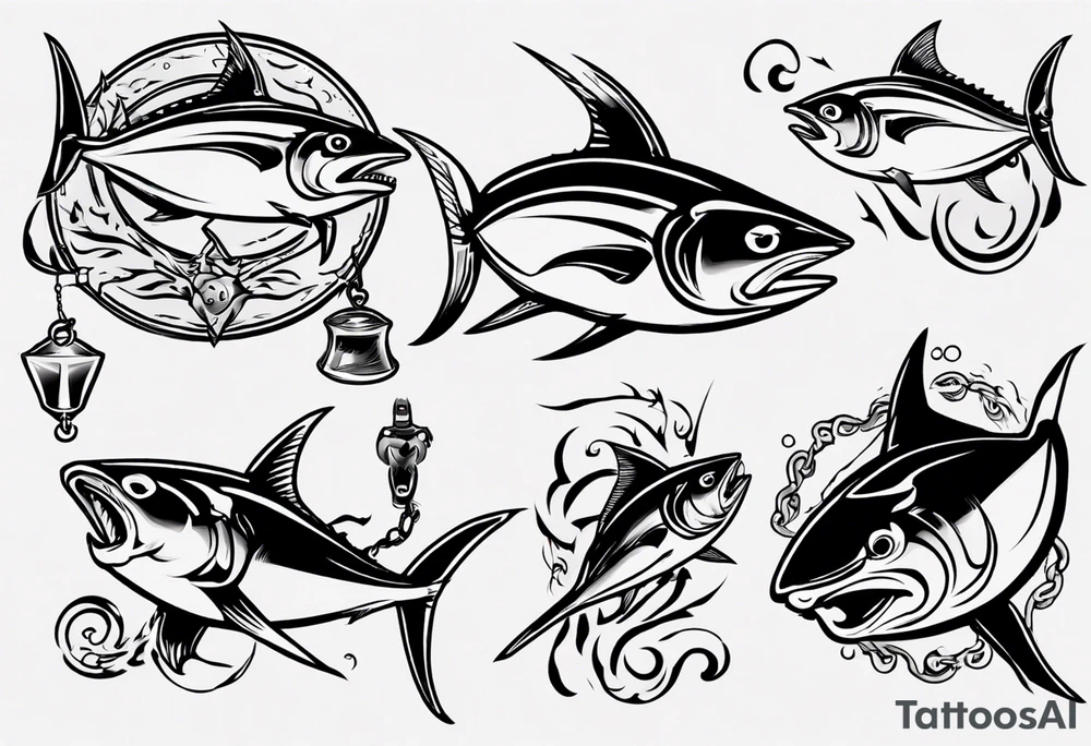 tuna with hook tattoo idea
