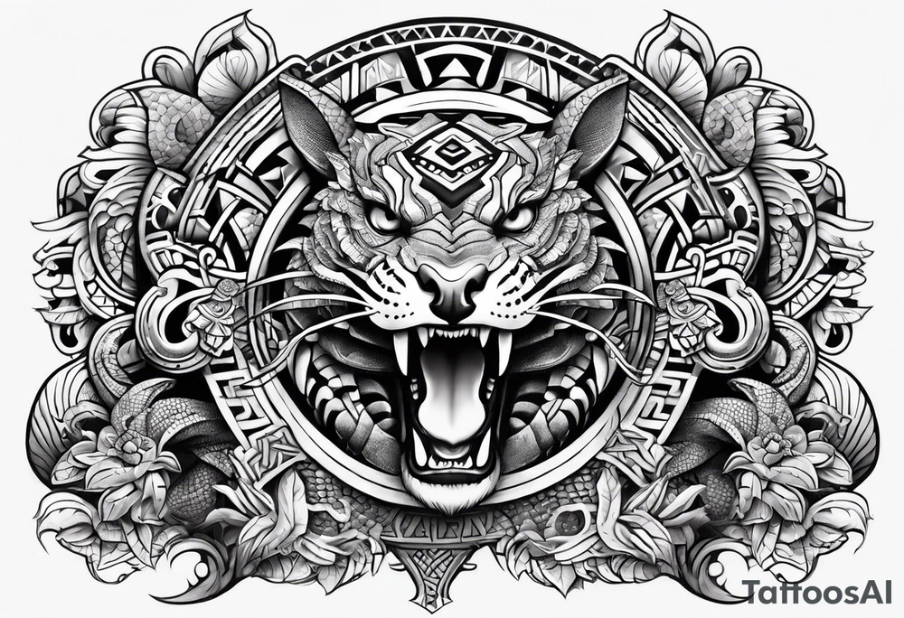 aztec snake sleeve tattoo idea