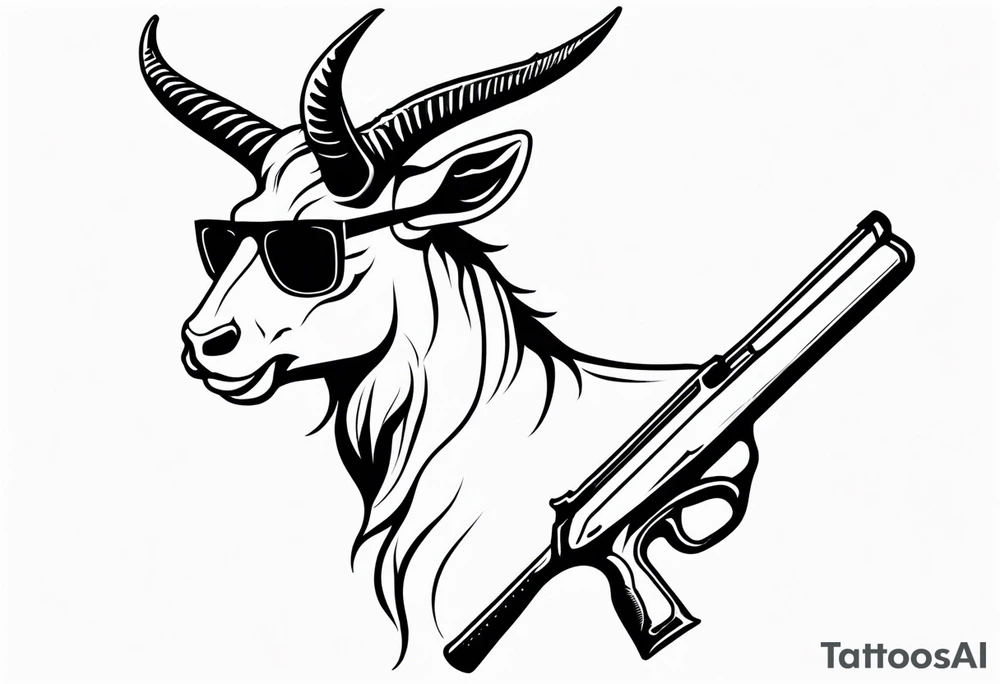 capricorn with sunglasses and shotgun tattoo idea