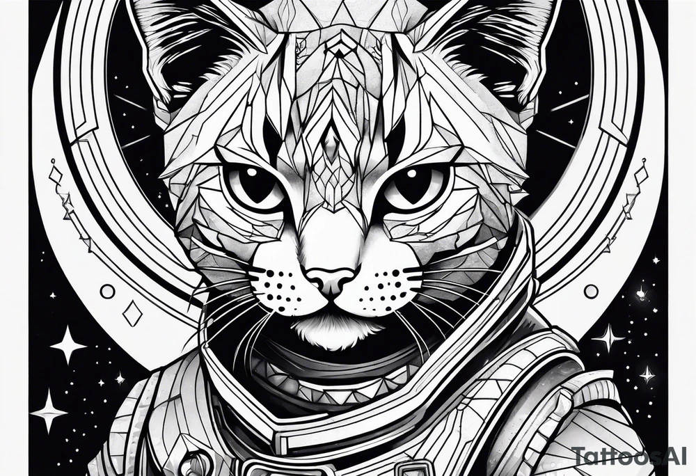 cat, outer space, sleeve tattoo tattoo idea