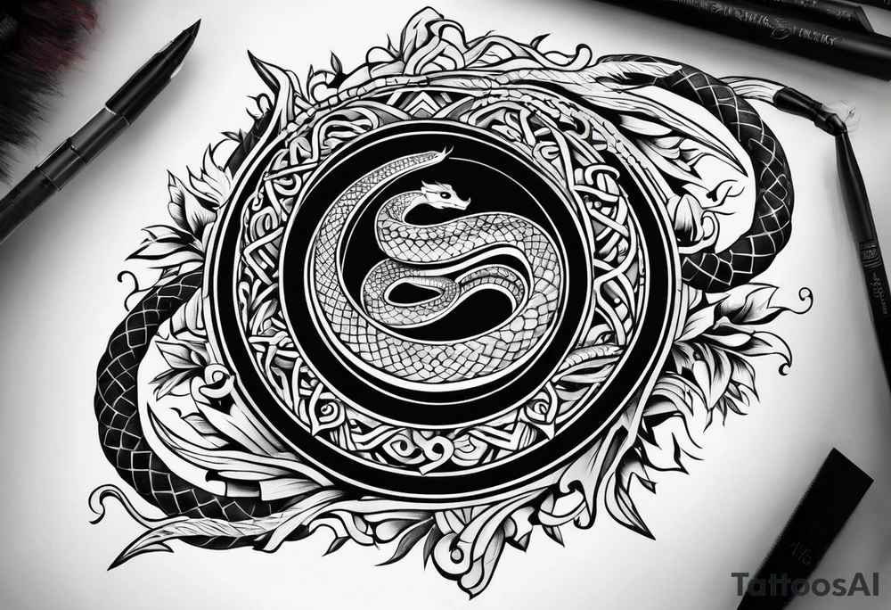 Trident with snake tattoo idea