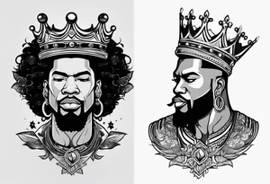 A black king surrounded by music tattoo idea