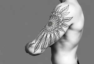 spiritual feathers ornamental mandala shaman tattoo idea