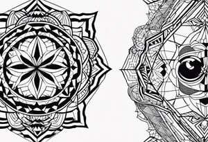 geometrik olarak yarısı kartal yarısı kurt bir çizim tattoo idea