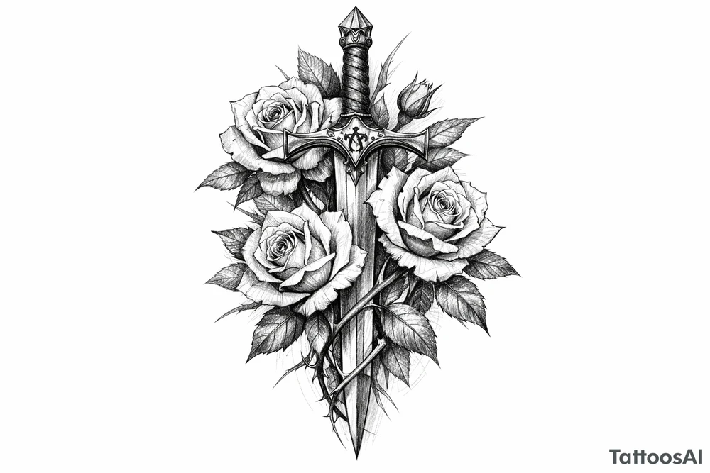 sword,roses. tattoo idea