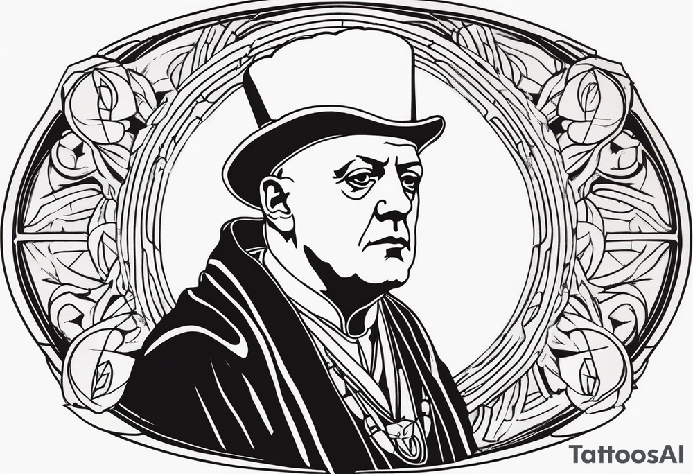portrait of Aleister Crowley tattoo idea
