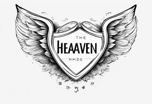 the words "Heaven Made" with angel wings on the side of the phrase tattoo idea