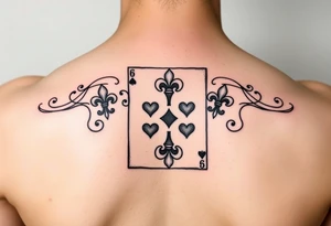 6 of hearts card with 6 fleur de lis as the hearts tattoo idea