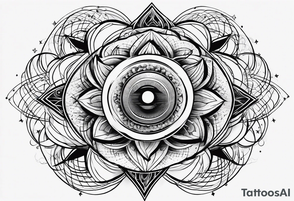 atom with quantum wave of electrons tattoo idea