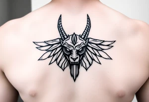Angry muscle Egyptian Anubis god face tattoo idea