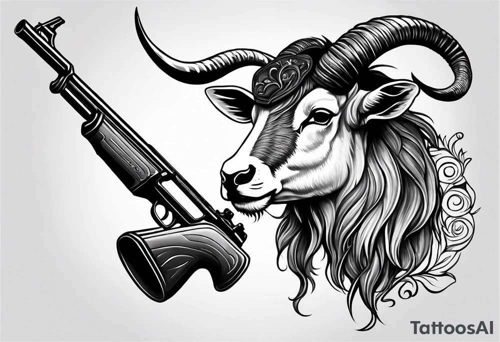 capricorn with sunglasses and shotgun tattoo idea