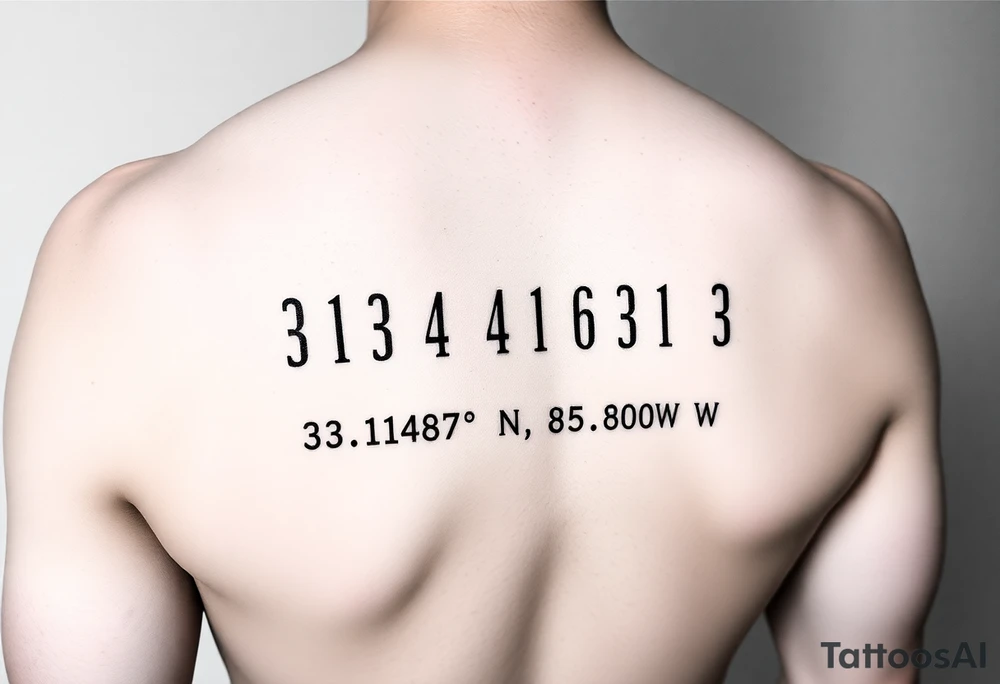 Morse code for sis along with the coordinates 33.12487° N, 85.58014° W tattoo idea