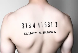 Morse code for sis along with the coordinates 33.12487° N, 85.58014° W tattoo idea