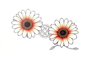 Gerbera daisies with a colorful Celtic knot tattoo idea