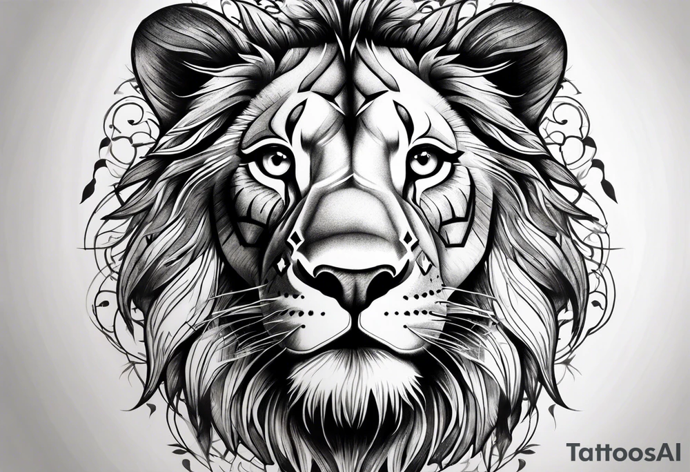 Lion eyes tattoo with thorns tattoo idea