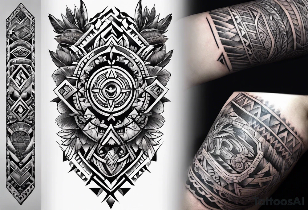 aztec rune sleeve tattoo idea