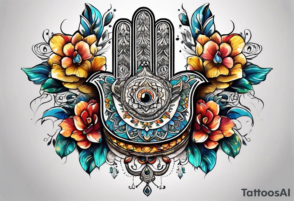 hand of hamsa tattoo idea