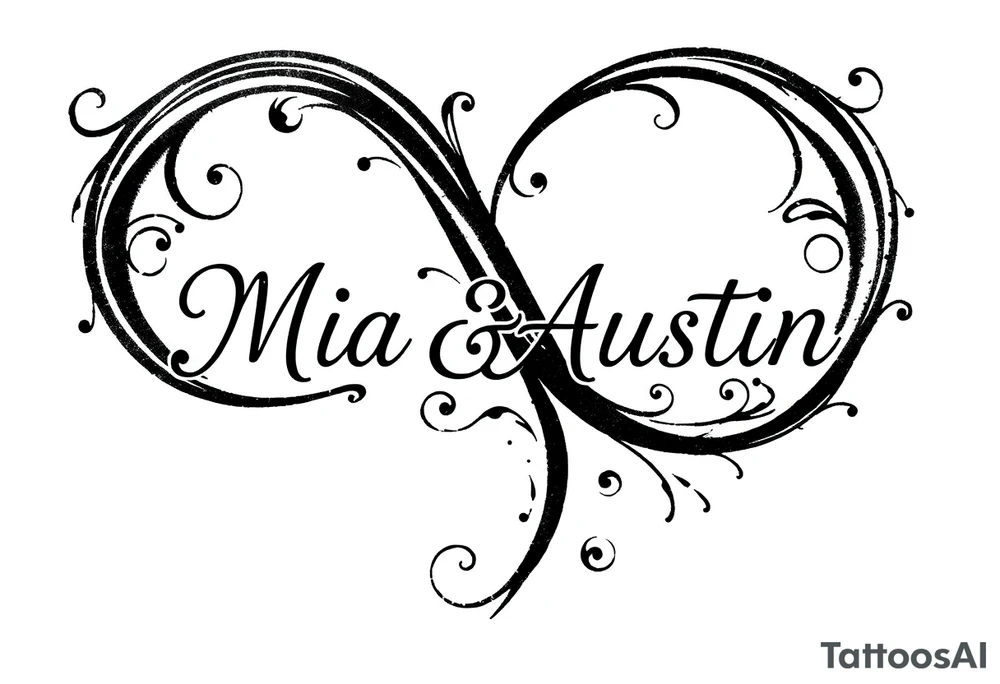 Infinity symbol with the name's Mia and Austin tattoo idea