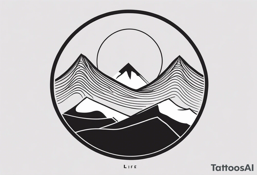 Here’s a concise English description for TattooAI:

	Minimalist black-and-white tattoo placed just above the inner elbow, featuring an open circle symbolizing a new beginning. Inside the circle is a simple, stylized mountain, representing stability and growth. A fine, wavy lifeline extends outward from the mountain, illustrating life’s journey with its ups and downs. Thin, clean lines create a delicate and subtle design. tattoo idea