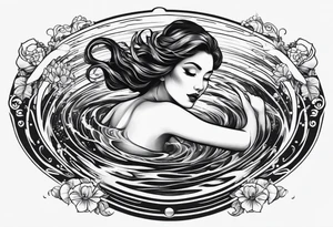 simple tattoo of full body girl floating on water tattoo idea