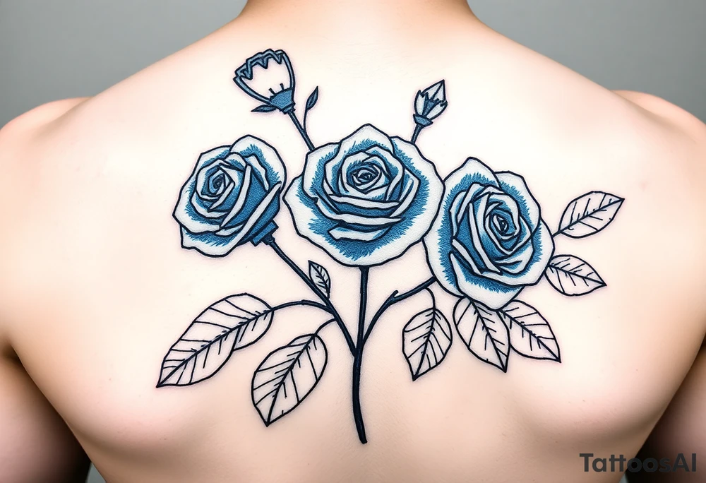 Blue roses, water, cartoon tattoo idea