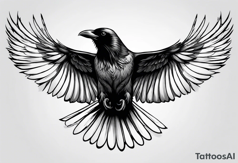 Crow flying staring facing front with wings wide open should be old school tattoo idea