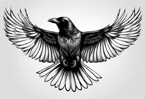 Crow flying staring facing front with wings wide open should be old school tattoo idea