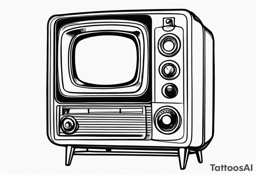 simple retro television set tattoo idea