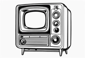 simple retro television set tattoo idea
