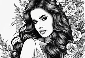 Lana del rey blackwork tattoo idea