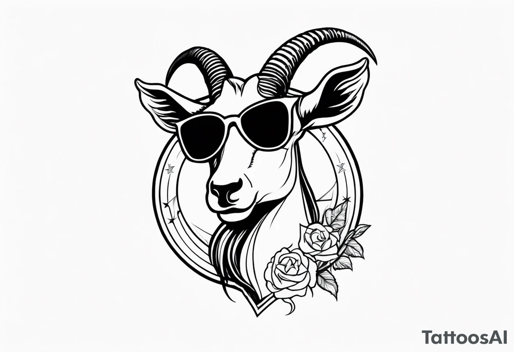 capricorn with sunglasses and gun tattoo idea