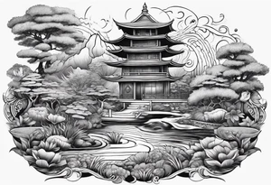 Mystical zen garden tattoo idea