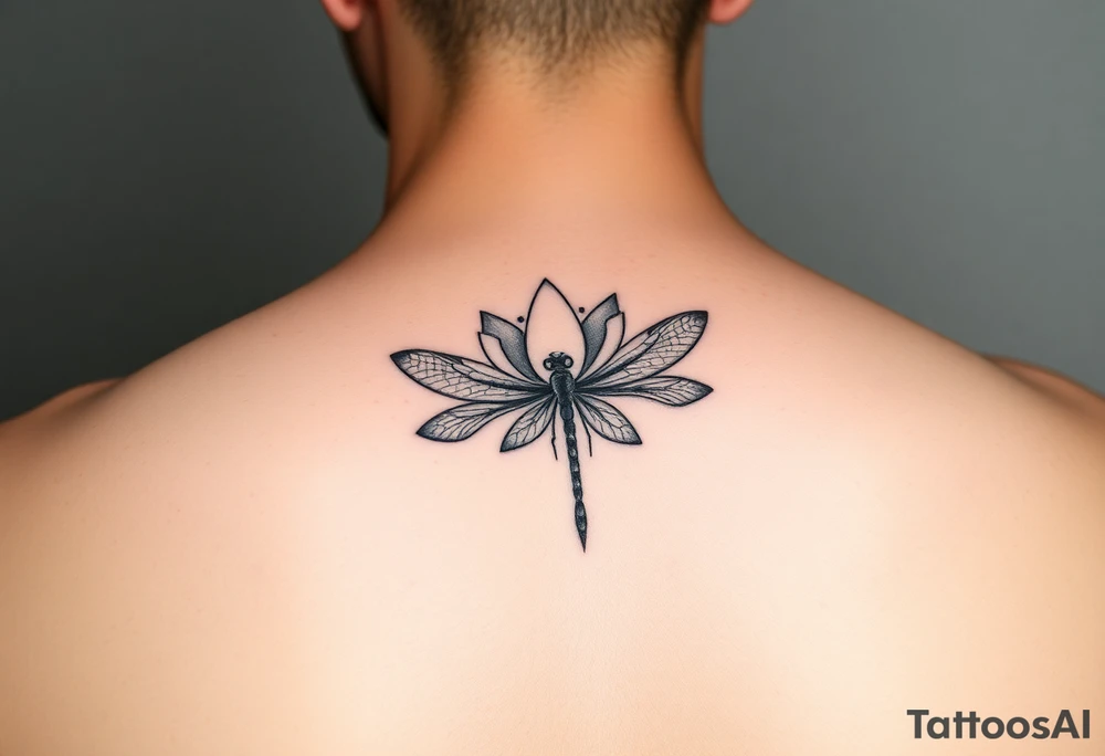 Lotus flower and dragonfly tattoo idea