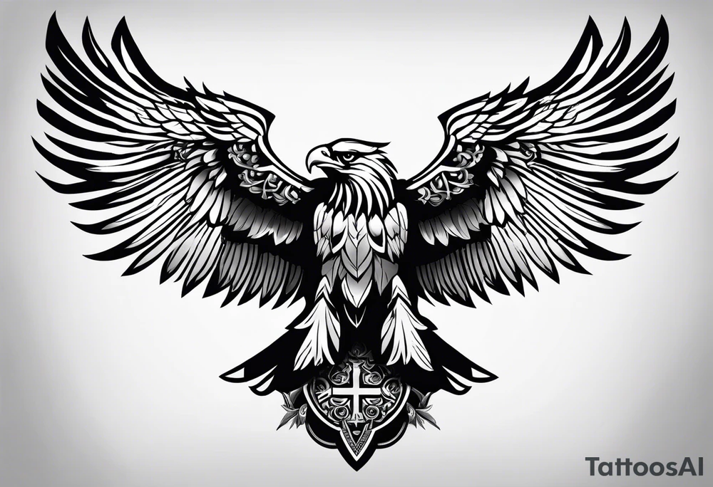 Byzantine eagle with background tattoo idea