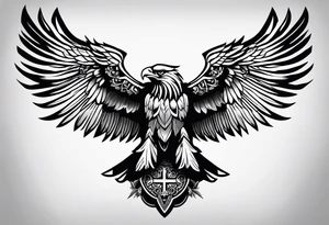 Byzantine eagle with background tattoo idea